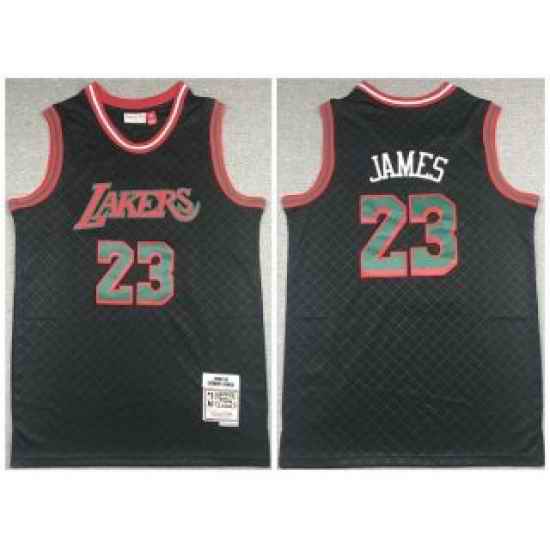 Men Black Los Angeles Lakers 23 LeBron James 2018 #19 Mitchell  26 Ness Hardwood Classics Stitched Jersey->->NBA Jersey