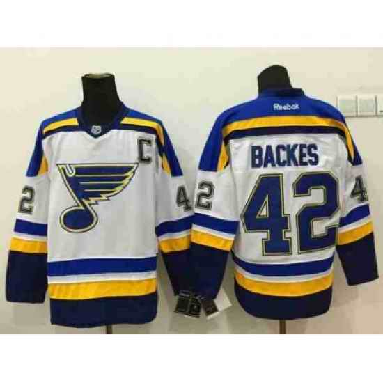 nhl jerseys st. louis blues #42 backes white[patch C]->st.louis blues->NHL Jersey