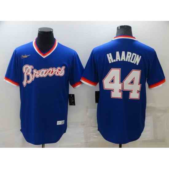 Men Atlanta Braves #44 Hank Aaron Royal Cool Base Stitched jersey->atlanta braves->MLB Jersey