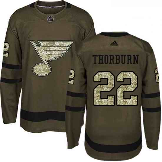 Youth Adidas St Louis Blues #22 Chris Thorburn Premier Green Salute to Service NHL Jersey->youth nhl jersey->Youth Jersey