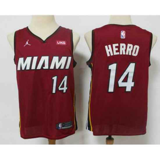 Men Miami Heat #14 Tyler Herro Red 2020 Brand Jordan Swingman Stitched NBA Jersey With The NEW Sponsor Logo->miami heat->NBA Jersey