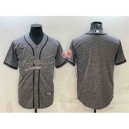 Men San Francisco 49ers Blank Grey With Patch Cool Base Stitched Baseball Jersey->san francisco 49ers->NFL Jersey
