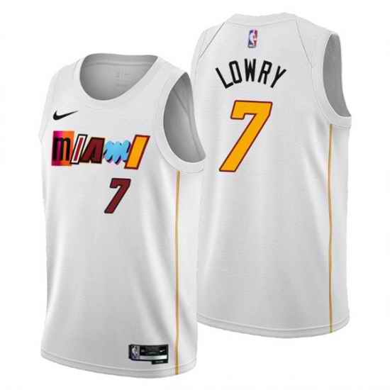 Men's Miami Heat #7 Kyle Lowry 2022-23 White City Edition Stitched Jersey->miami heat->NBA Jersey