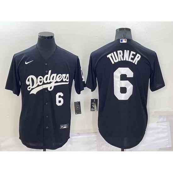 Men Los Angeles Dodgers #6 Trea Turner Black Cool Base Stitched Baseball Jersey->los angeles dodgers->MLB Jersey