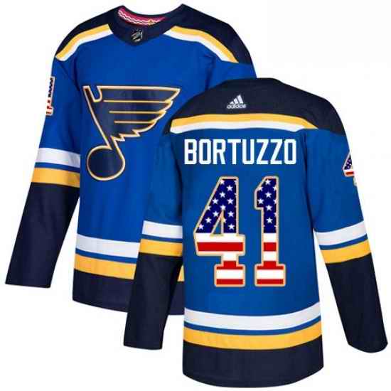 Mens Adidas St Louis Blues #41 Robert Bortuzzo Authentic Blue USA Flag Fashion NHL Jersey->st.louis blues->NHL Jersey