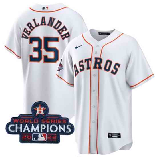 Men's Houston Astros #35 Justin Verlander White 2022 World Series Champions Home Stitched Baseball Jersey->houston astros->MLB Jersey