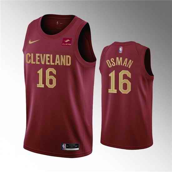 Men Cleveland Cavaliers #16 Cedi Osman Wine Icon Edition Stitched Basketball Jersey->cleveland cavaliers->NBA Jersey