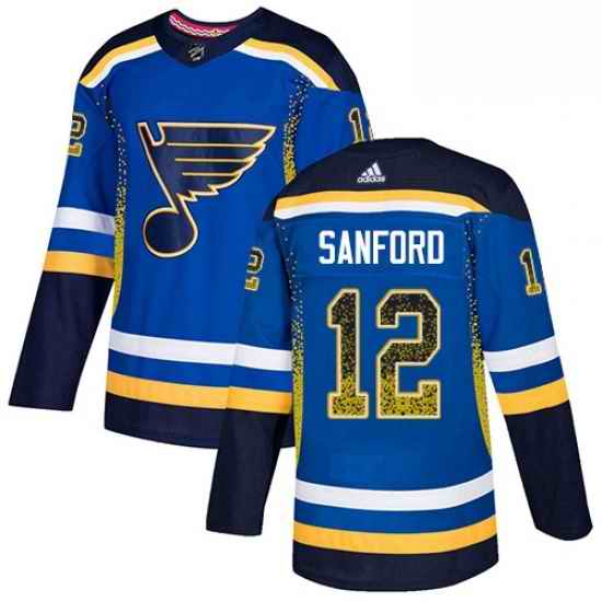 Mens Adidas St Louis Blues #12 Zach Sanford Authentic Blue Drift Fashion NHL Jersey->st.louis blues->NHL Jersey