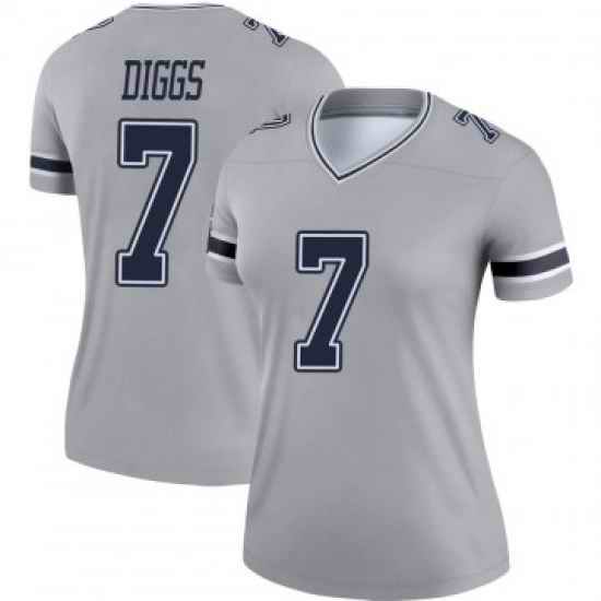 Womens Nike Dallas Cowboys Trevon #7 Diggs Gray Inverted Jersey->dallas cowboys->NFL Jersey