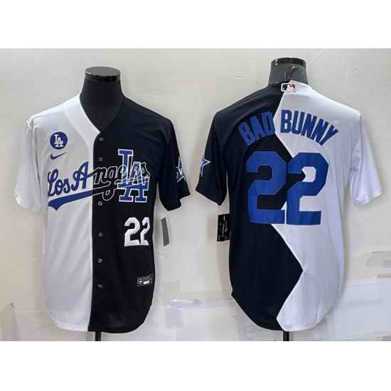 Men Los Angeles Dodgers #22 Bad Bunny 2022 All Star White Black Split Cool Base Stitched Baseball Jerseys->los angeles dodgers->MLB Jersey