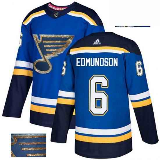 Mens Adidas St Louis Blues #6 Joel Edmundson Authentic Royal Blue Fashion Gold NHL Jersey->st.louis blues->NHL Jersey