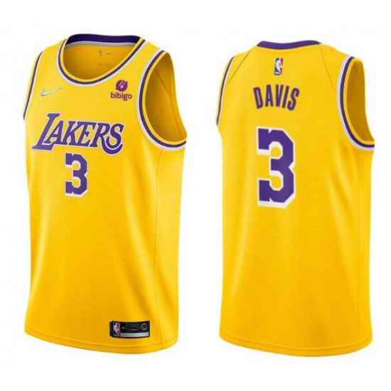 Men Los Angeles Lakers #3 Anthony Davis Bibigo Yellow Stitched Basketball Jersey->philadelphia 76ers->NBA Jersey