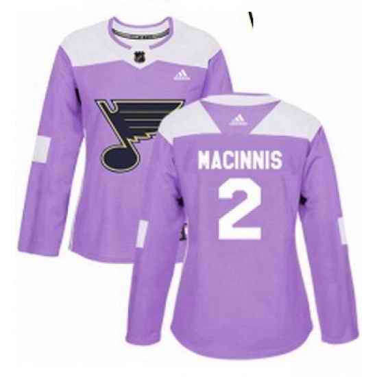 Womens Adidas St Louis Blues #2 Al Macinnis Authentic Purple Fights Cancer Practice NHL Jersey->women nhl jersey->Women Jersey