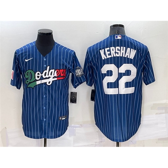 Men Los Angeles Dodgers #22 Clayton Kershaw Navy Mexico World Series Cool Base Stitched Baseball Jersey->los angeles dodgers->MLB Jersey