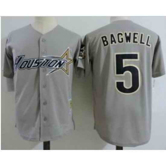 Men Houston Astros #5 Jeff Bagwell Gray  throwback Jersey->houston astros->MLB Jersey