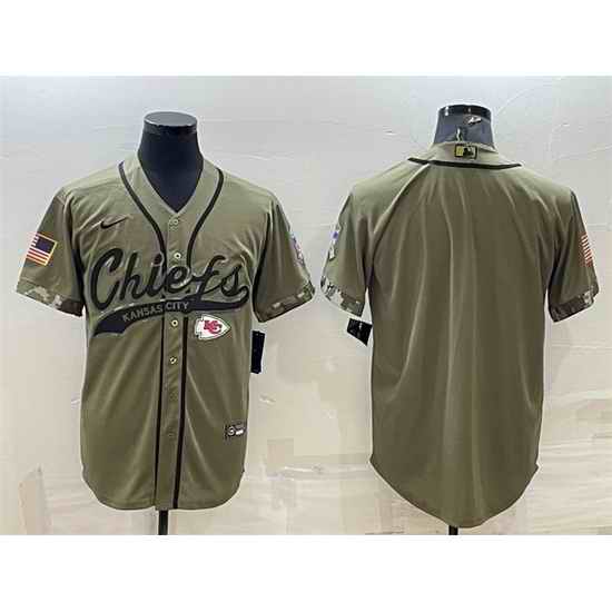 Men Kansas City Chiefs Blank Olive Salute To Service Cool Base Stitched Baseball Jersey->las vegas raiders->NFL Jersey