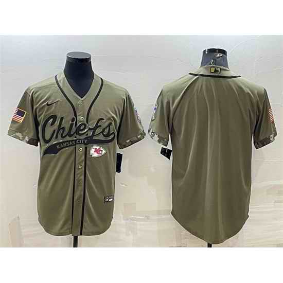 Men Kansas City Chiefs Blank Olive Salute To Service Cool Base Stitched Baseball Jersey->kansas city chiefs->NFL Jersey