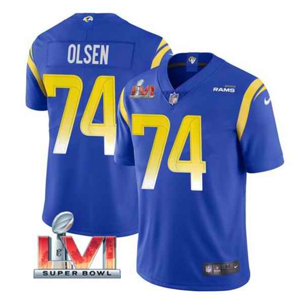Nike Rams #74 Merlin Olsen Royal 2022 Super Bowl LVI Vapor Limited Jersey->los angeles rams->NFL Jersey