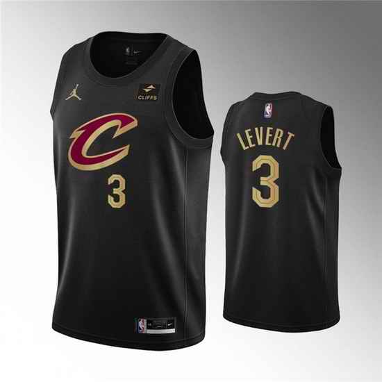 Men Cleveland Cavaliers #3 Caris LeVert Black Statement Edition Stitched Basketball Jersey->cleveland cavaliers->NBA Jersey