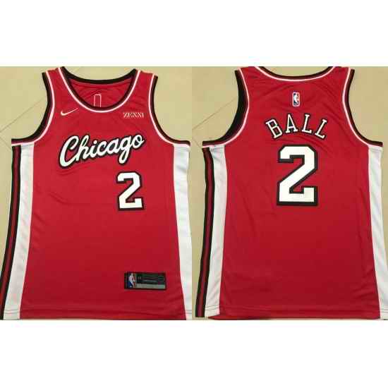 Men Chicago Bulls #2 Lonzo Ball 75th Anniversary Red Edition Swingman Stitched Basketball Jersey->chicago bulls->NBA Jersey