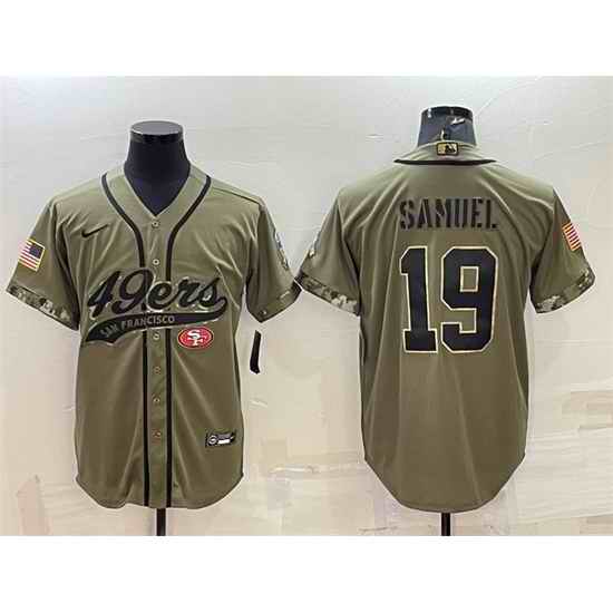 Men San Francisco 49ers #19 Deebo Samuel 2022 Olive Salute To Service Cool Base Stitched Baseball Jersey->san francisco 49ers->NFL Jersey