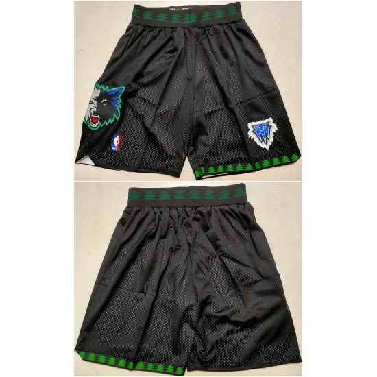 Men Minnesota Timberwolves Black Shorts Run Small->->