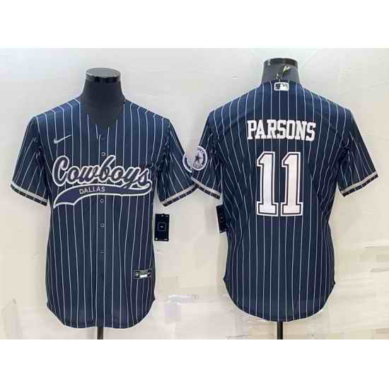 Men Dallas Cowboys #11 Micah Parsons Navy With Patch Cool Base Stitched Baseball Jersey->dallas cowboys->NFL Jersey