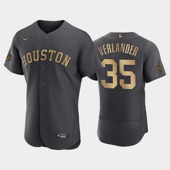 Men Houston Astros #35 Justin Verlander 2022 All Star Charcoal Flex Base Stitched Baseball Jersey->houston astros->MLB Jersey