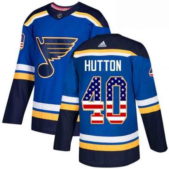 Mens Adidas St Louis Blues #40 Carter Hutton Authentic Blue USA Flag Fashion NHL Jersey->st.louis blues->NHL Jersey