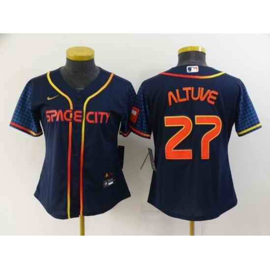 Women's Houston Astros #27 Jose Altuve Nike Navy 2022 City Connect Player Jersey->youth mlb jersey->Youth Jersey