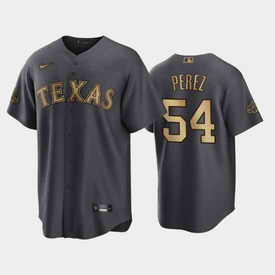 Men Texas Rangers #54 Martin Perez 2022 All Star Charcoal Cool Base Stitched Baseball Jersey->houston astros->MLB Jersey