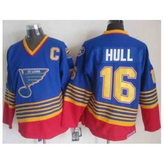 St. Louis Blues #16 Brett Hull Light Blue Red CCM Throwback Stitched NHL Jersey->st.louis blues->NHL Jersey