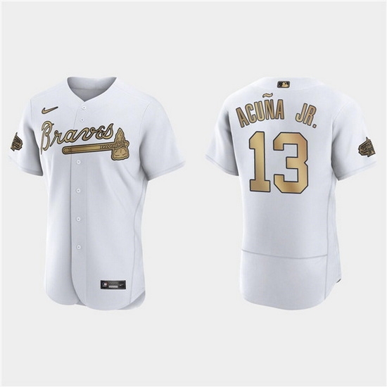 Men Atlanta Braves #13 Ronald Acuna Jr  2022 All Star White Flex Base Stitched Baseball Jersey->atlanta braves->MLB Jersey