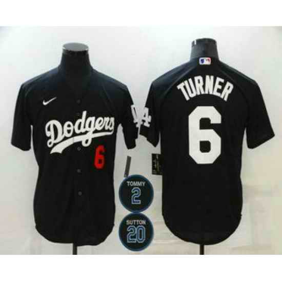 Men Los Angeles Dodgers 6 Trea Turner Black #2 20 Patch Stitched Number MLB Cool Base Nike Jersey->los angeles dodgers->MLB Jersey