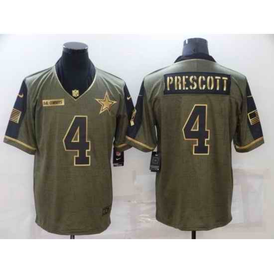 Men's Dallas Cowboys #4 Dak Prescott Gold 2021 Salute To Service Limited Player Jersey->cincinnati bengals->NFL Jersey