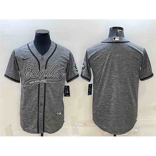 Men Philadelphia Eagles Blank Grey With Patch Cool Base Stitched Baseball Jersey->new york giants->NFL Jersey