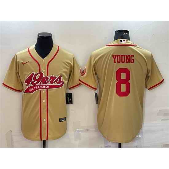 Men San Francisco 49ers #8 Steve Young Gold With Patch Cool Base Stitched Baseball Jersey->san francisco 49ers->NFL Jersey