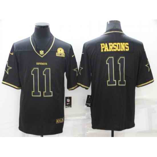 Men Dallas Cowboys #11 Micah Parsons Black Golden Edition Limited Stitched Jersey->dallas cowboys->NFL Jersey
