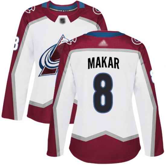 Women Adidas Colorado Avalanche #8 Cale Makar White Stitched NHL Jersey->women nhl jersey->Women Jersey
