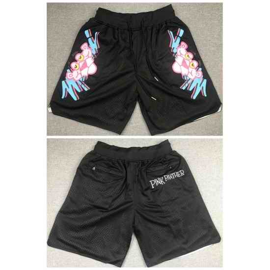 Men Miami Heat Black Pink Panther Shorts Run Small->->