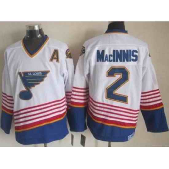 St. Louis Blues #2 Al MacInnis White Light Blue CCM Throwback Stitched NHL Jersey->st.louis blues->NHL Jersey