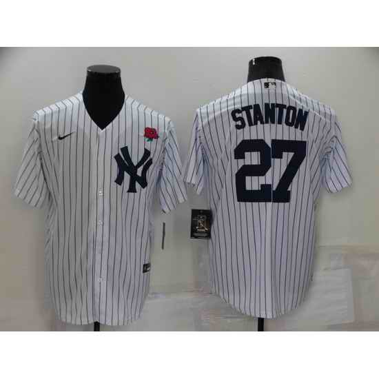 Men New York Yankees #27 Giancarlo Stanton White Cool Base Stitched Baseball Jerseys->new york yankees->MLB Jersey