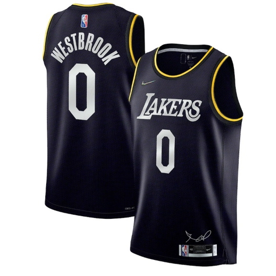 Men Los Angeles Lakers #0 Russell Westbrook 2022 Black 75th Anniversary Select Series MVP Swingman Jersey->philadelphia 76ers->NBA Jersey