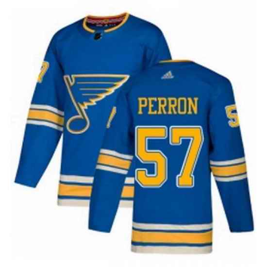 Mens Adidas St Louis Blues #57 David Perron Blue Alternate Authentic Stitched NHL Jersey->st.louis blues->NHL Jersey