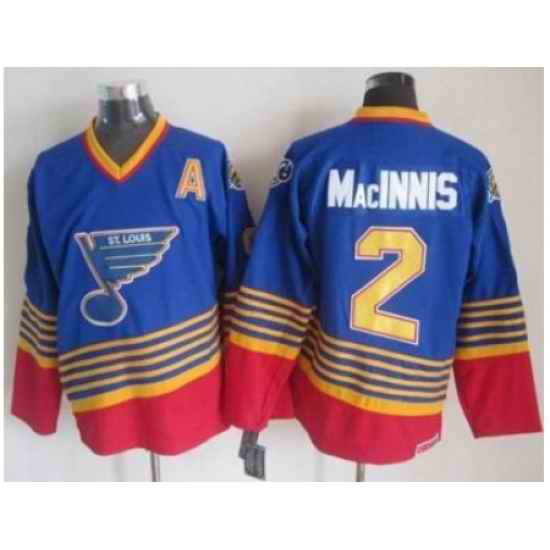 St. Louis Blues #2 Al MacInnis Light Blue Red CCM Throwback Stitched NHL Jersey->st.louis blues->NHL Jersey