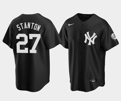 Men's New York Yankees #27 Giancarlo Stanton Black Cool Base Stitched Jersey->new york yankees->MLB Jersey