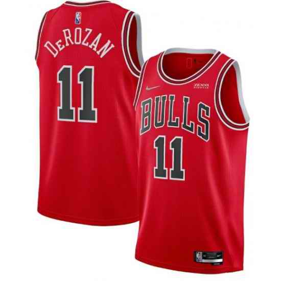 Men Chicago Bulls #11 DeMar DeRozan 75th Anniversary Red Swingman Stitched Basketball Jersey->chicago bulls->NBA Jersey