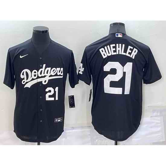 Men Los Angeles Dodgers #21 Walker Buehler Black Cool Base Stitched Baseball Jersey->los angeles dodgers->MLB Jersey