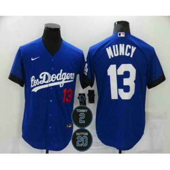 Men Los Angeles Dodgers 13 Max Muncy Blue #2 20 Patch City Connect Number Cool Base Stitched Jersey->los angeles dodgers->MLB Jersey