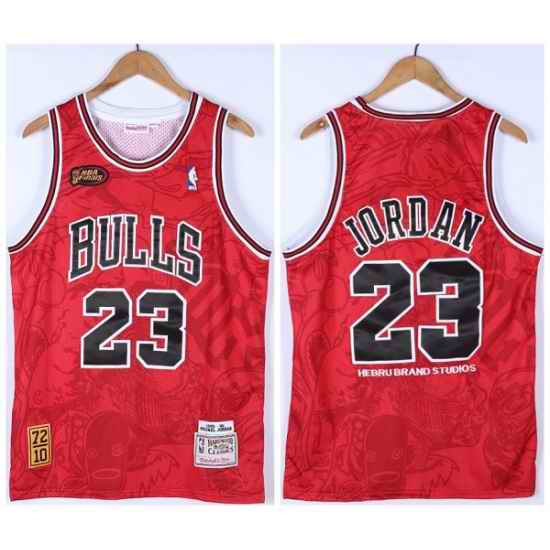 Men Chicago Bulls #23 Michael Jordan Red 1995 96 Throwback Stitched Jersey->chicago bulls->NBA Jersey